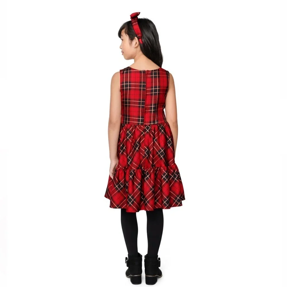 Children's Place Girls Matching‎ Family Plaid Tiered Dress Red Size 16